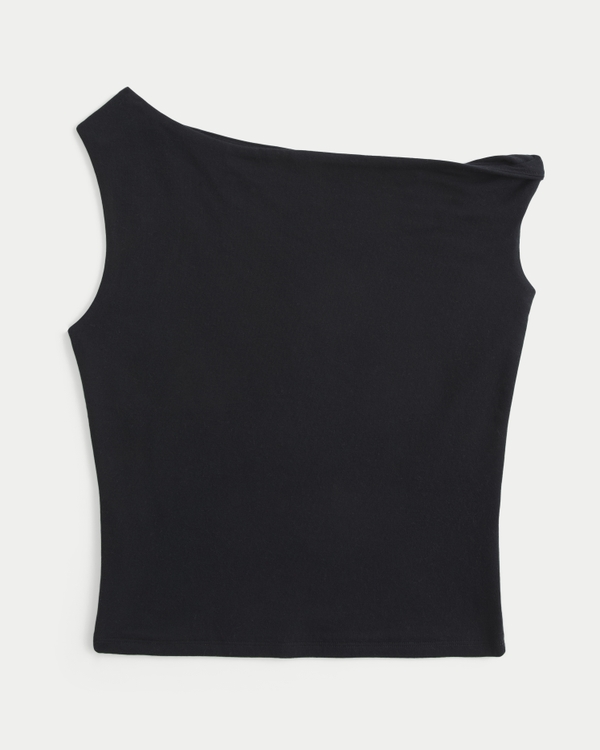 Asymmetrical Off-the-Shoulder Top, Black view 1