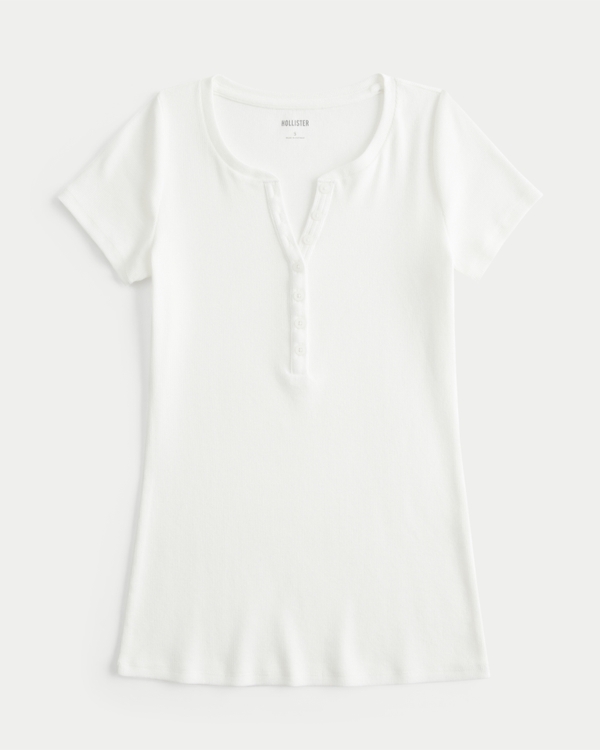 Short-Sleeve Henley, Cloud White view 1
