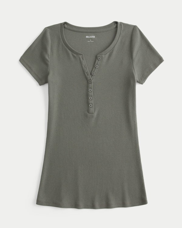 Short-Sleeve Henley, Dark Olive view 1
