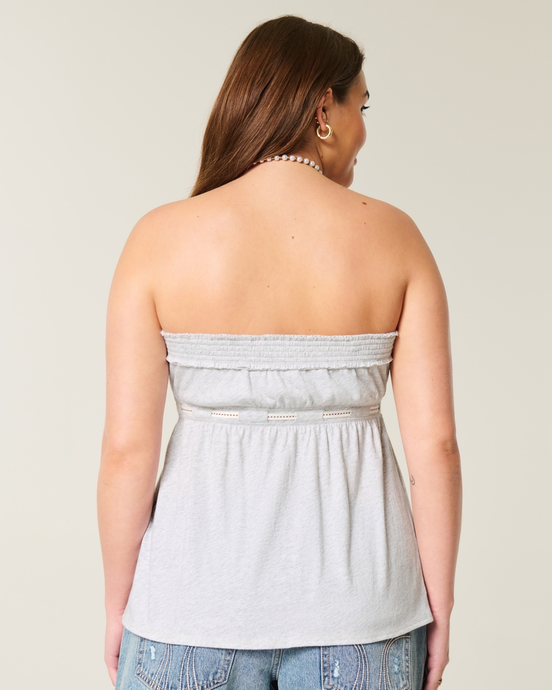 Strapless Tie Waist Babydoll Top