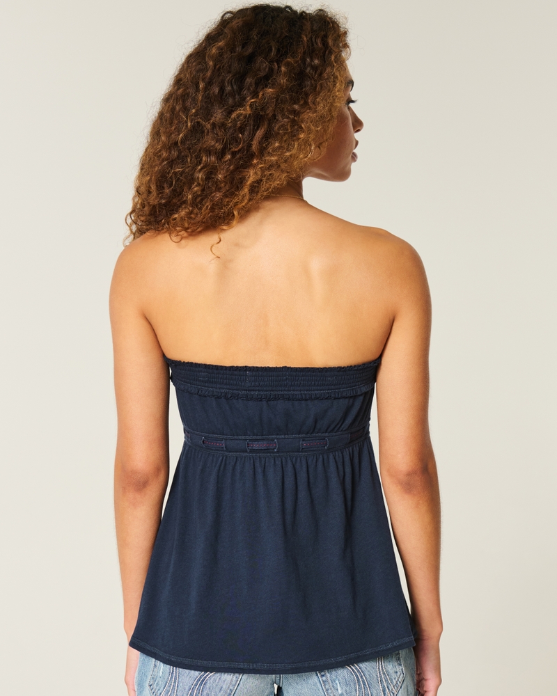 Strapless Tie Waist Babydoll Top
