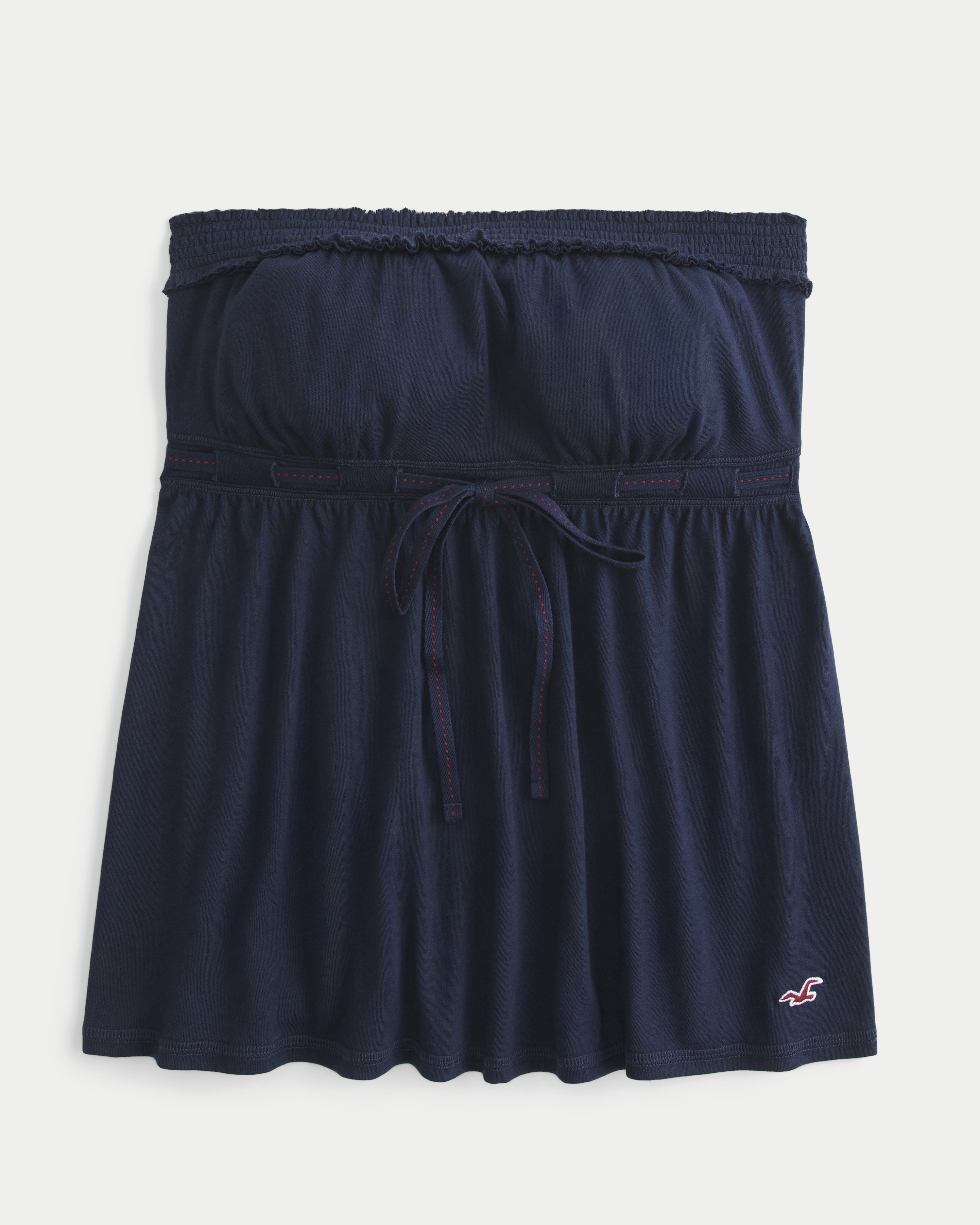 Strapless Tie Waist Babydoll Top