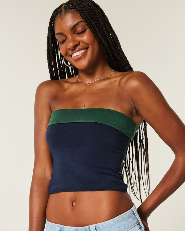 Taylor Reversible Tube Top, Spruce - Navy Blue view 2