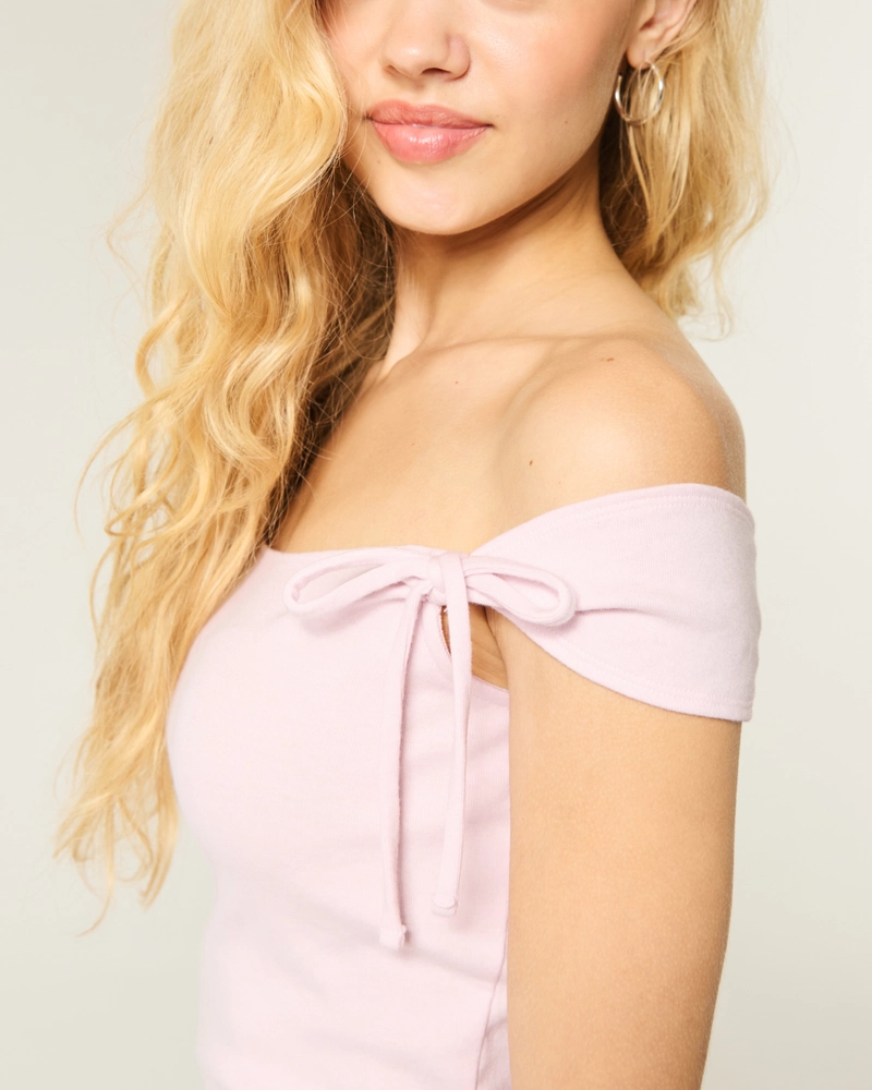 Off-the-Shoulder Tie Sleeve Top