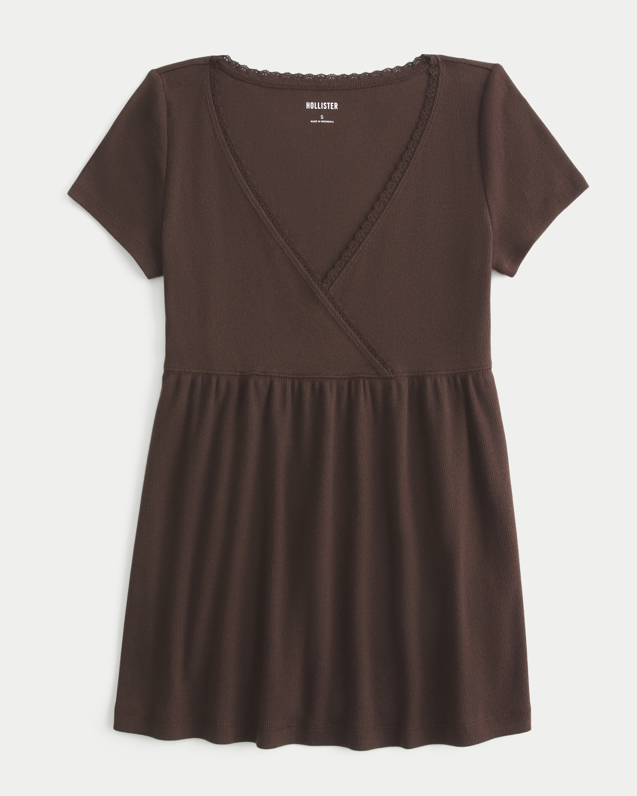 Easy Short-Sleeve Lace Trim Babydoll Top