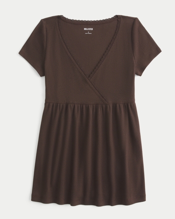 Women's Easy Short-Sleeve Lace Trim Babydoll Top | Women's Tops | HollisterCo.com