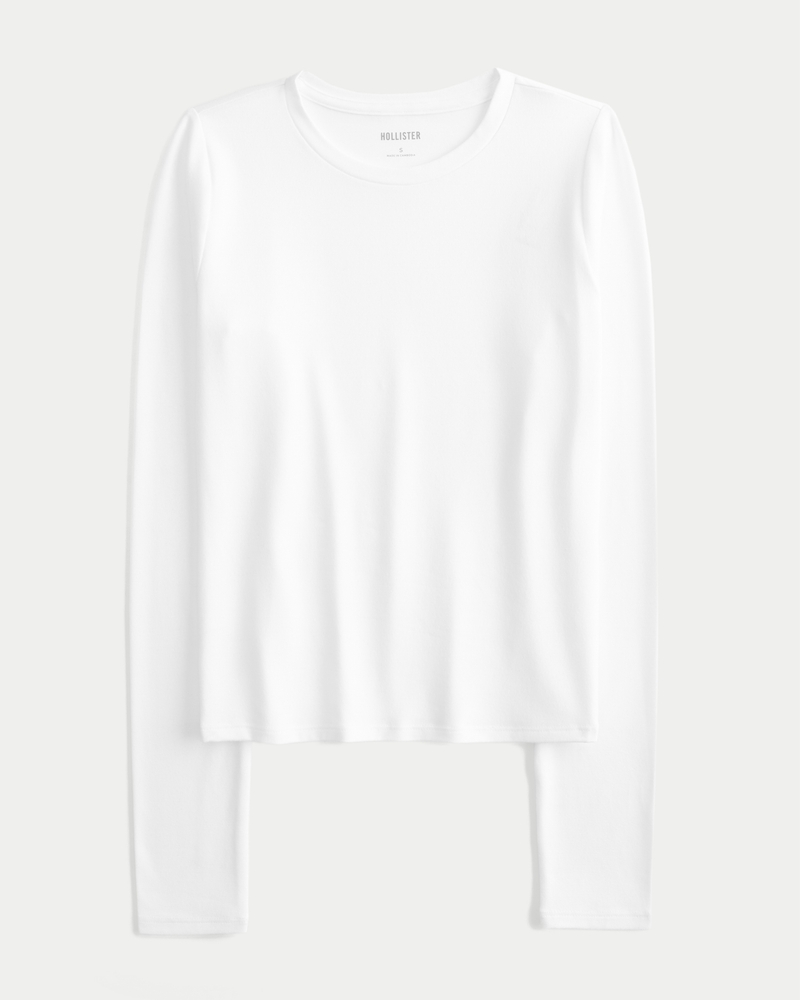 Seamless Fabric Long-Sleeve Crew Top