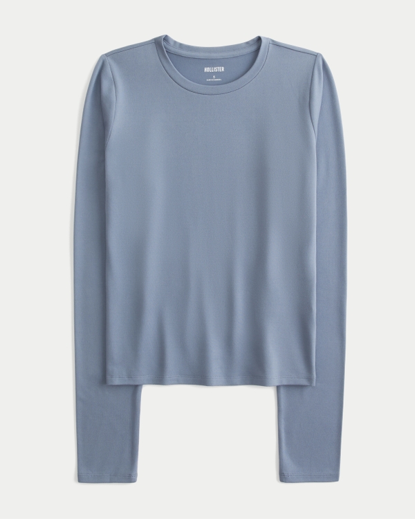 Seamless Fabric Long-Sleeve Crew Top