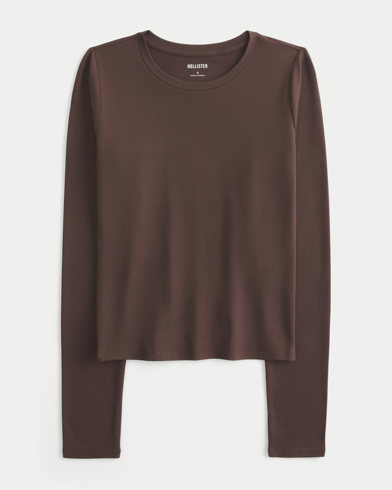Seamless Fabric Long-Sleeve Crew Top