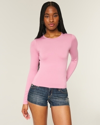 Seamless Fabric Long-Sleeve Crew Top