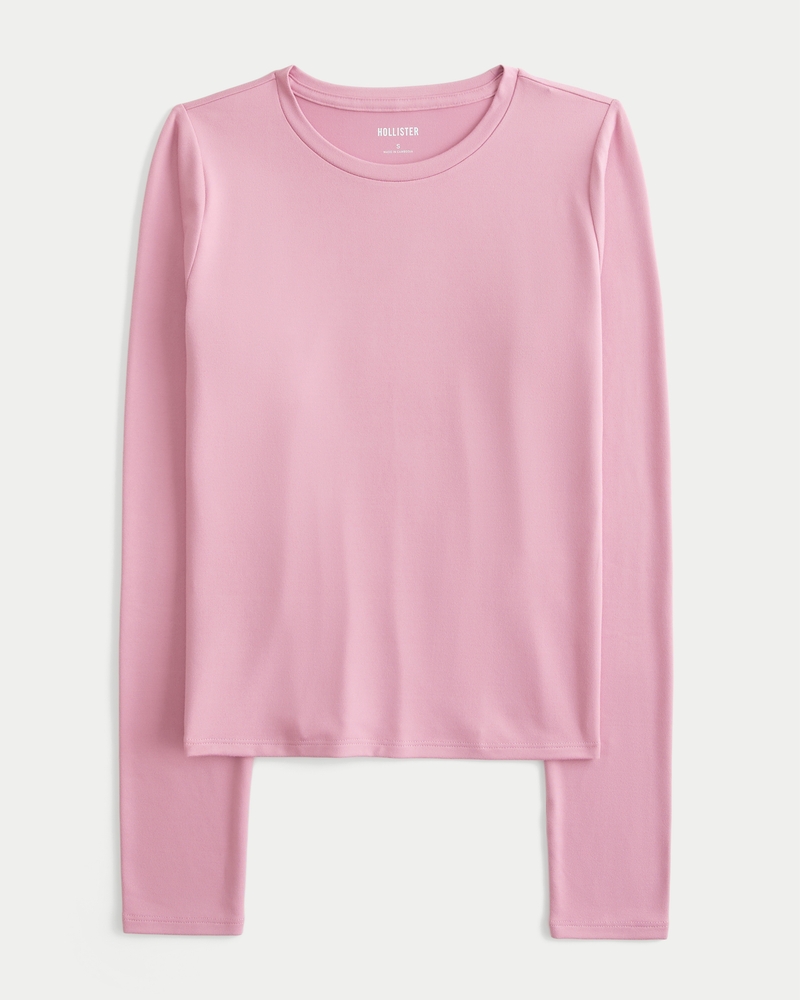 Seamless Fabric Long-Sleeve Crew Top