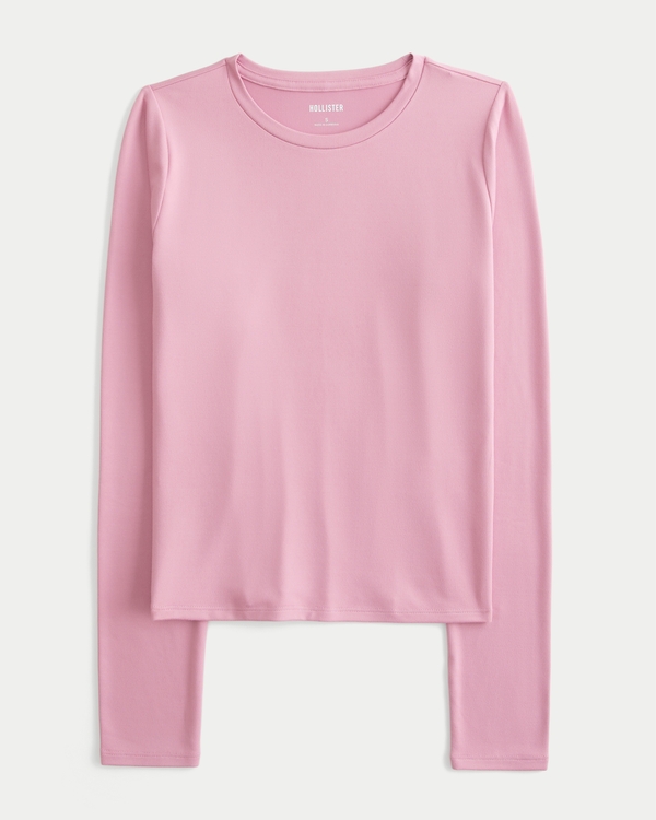 Seamless Fabric Long-Sleeve Crew Top