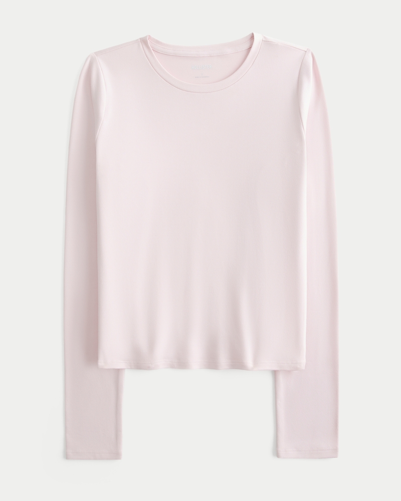 Seamless Fabric Long-Sleeve Crew Top