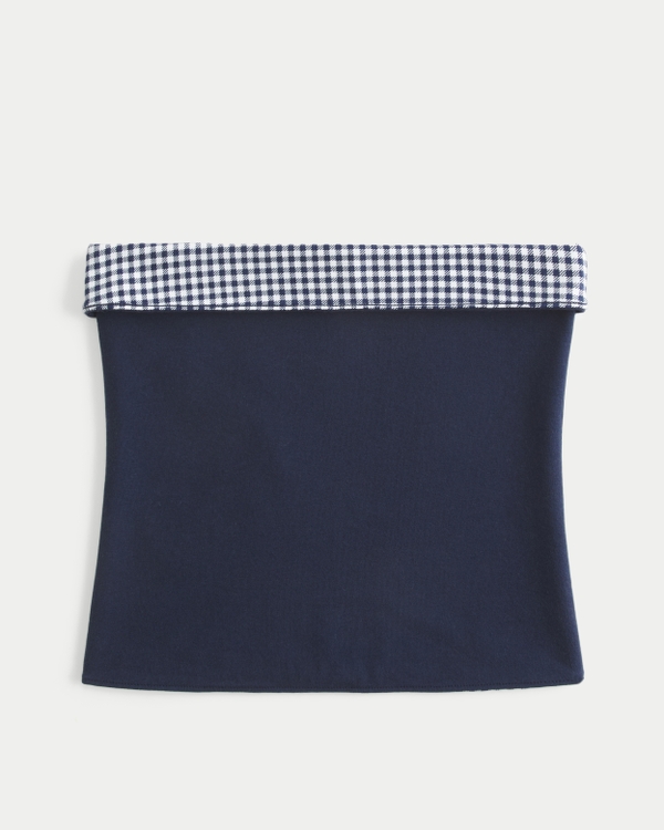 Taylor Reversible Tube Top, Navy Blue Plaid view 1