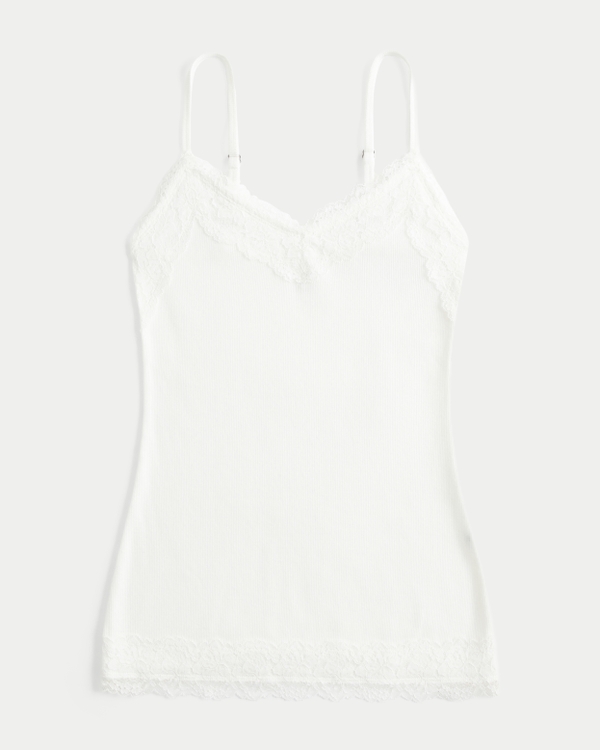 Lace Trim Cami, Cloud White view 1