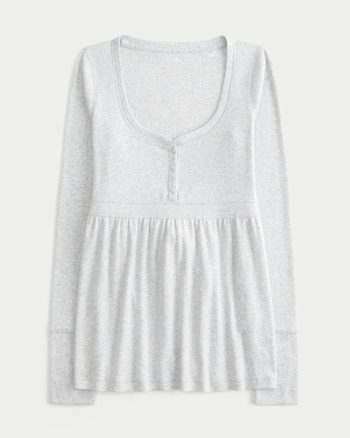 Women's Tie-Back Henley Babydoll Top | Women's New Arrivals | HollisterCo.com
