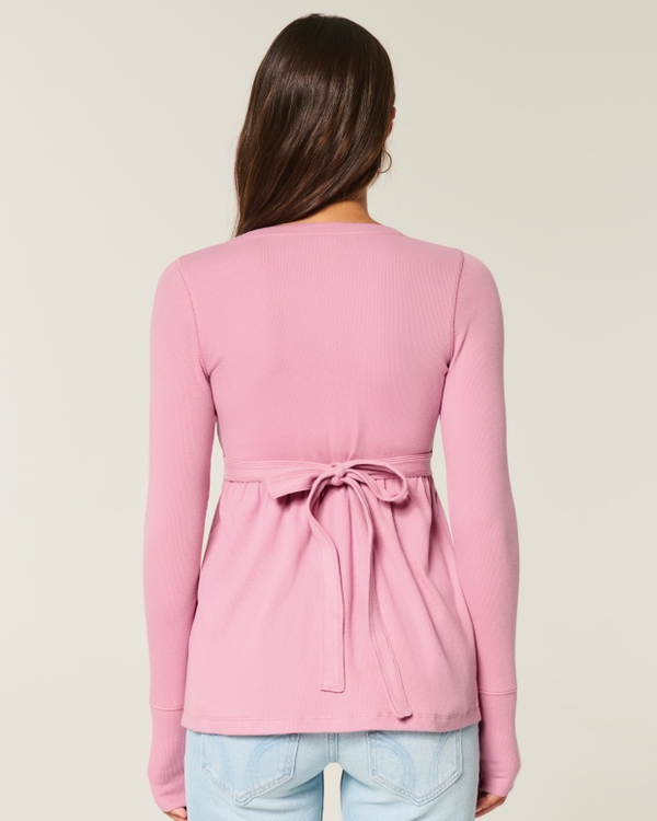 Tie-Back Henley Babydoll Top