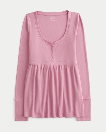 Women's Tie-Back Henley Babydoll Top | Women's | HollisterCo.com