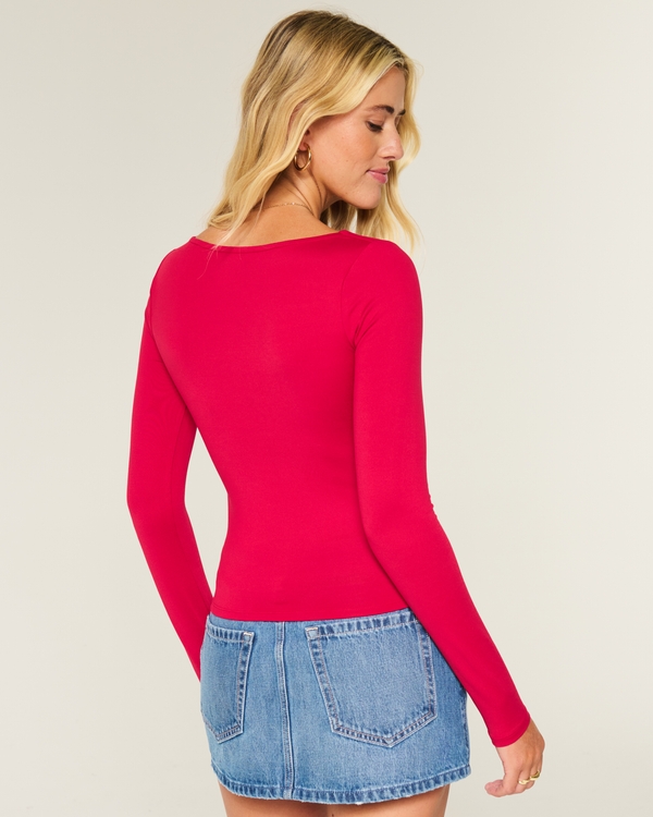 Seamless Fabric Scoop Top, Crimson view 2
