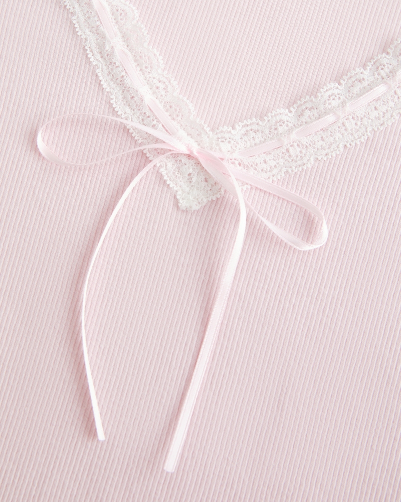 Long-Sleeve Lace Trim Top