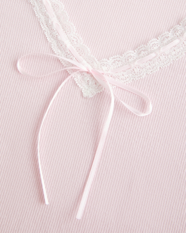 Long-Sleeve Lace Trim Top