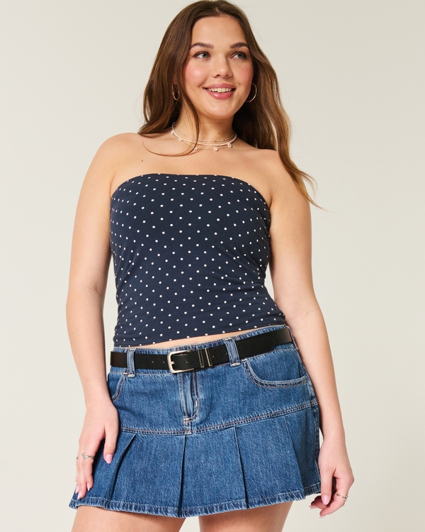 Taylor Reversible Tube Top, Navy Blue Dot view 1