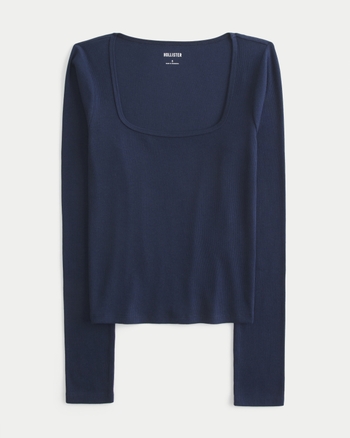 Women's Long-Sleeve Square-Neck Top | Women's Tops | HollisterCo.com