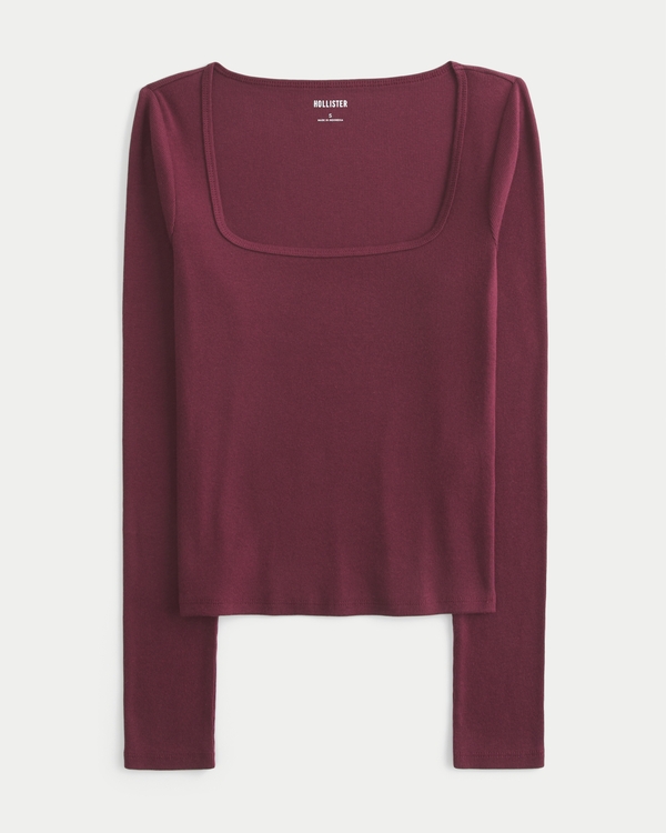 Long-Sleeve Square-Neck Top