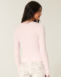 Long-Sleeve Square-Neck Top