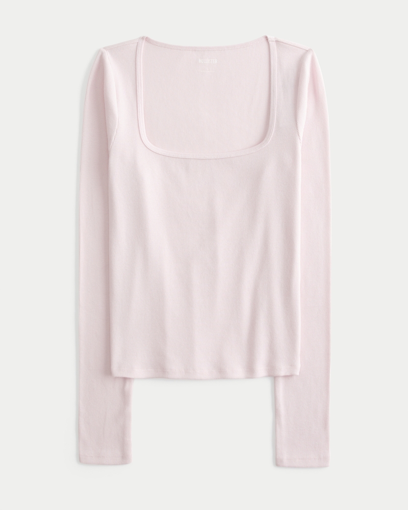 Women's Long-Sleeve Square-Neck Top | Women's Tops | HollisterCo.com