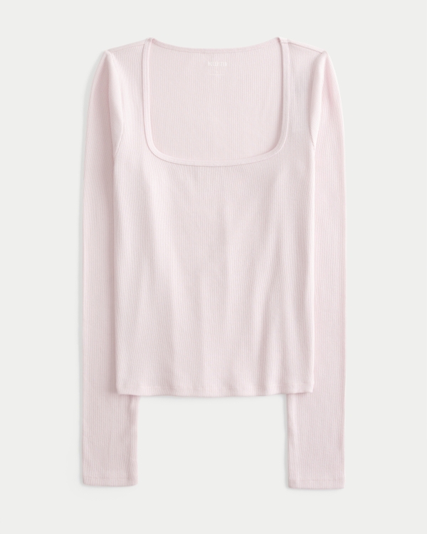 Long-Sleeve Square-Neck Top