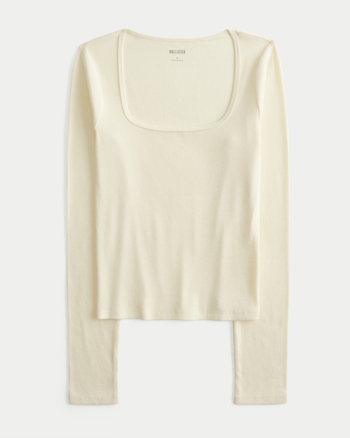 Women's Long-Sleeve Square-Neck Top | Women's Tops | HollisterCo.com