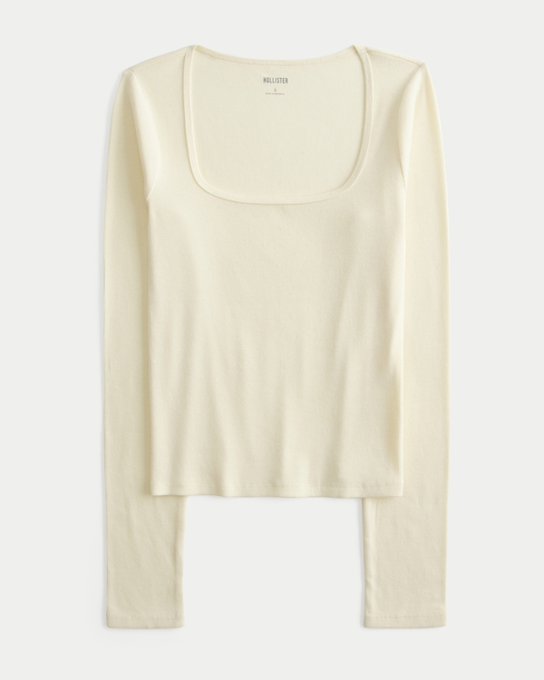 Long-Sleeve Square-Neck Top