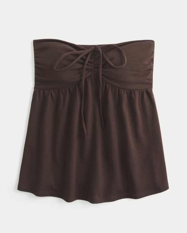 Strapless Cinched Babydoll Top, Espresso view 1