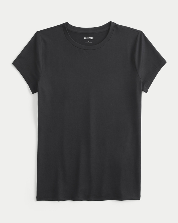 Seamless Fabric Crew Baby Tee, Black view 1