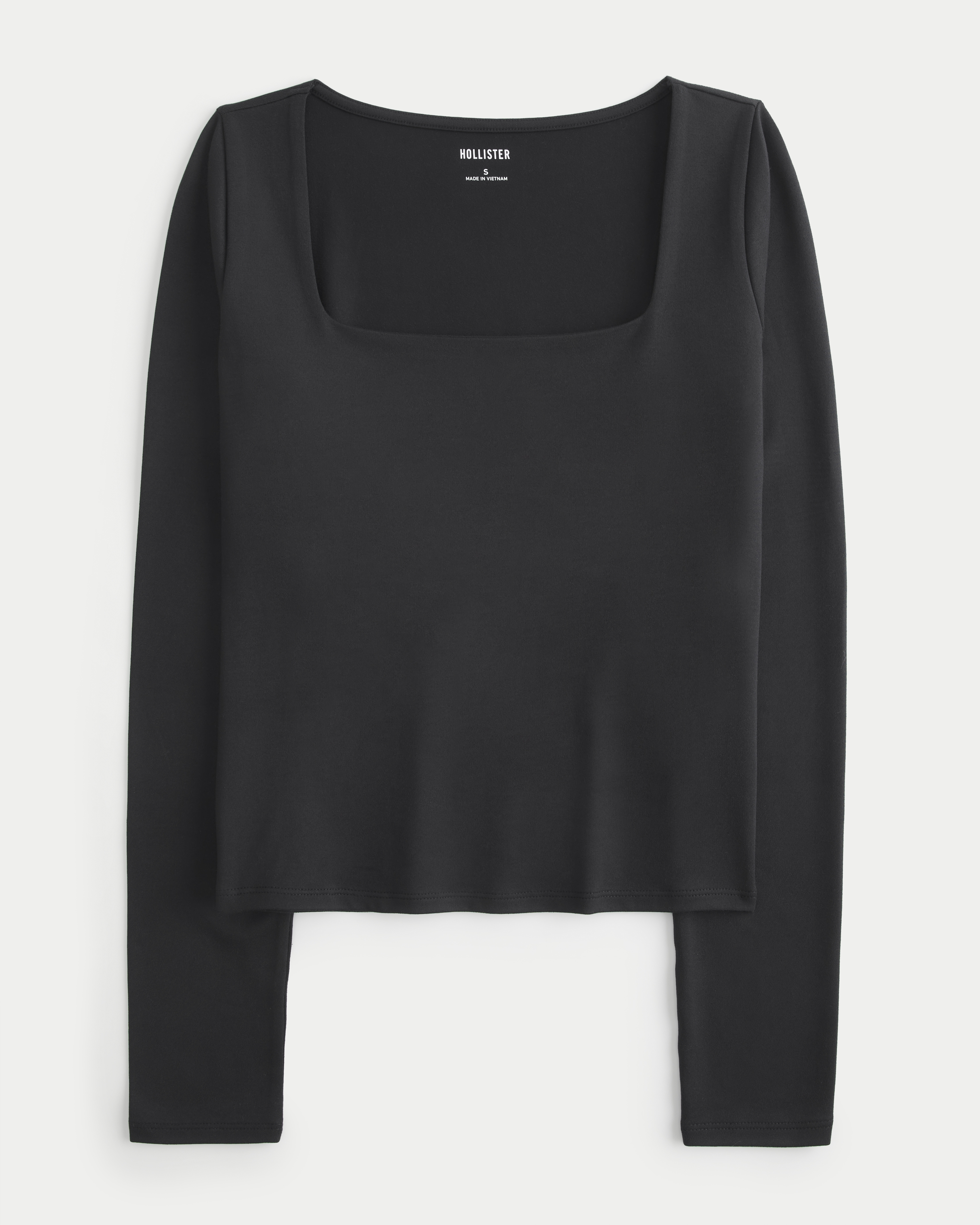 Long-Sleeve Seamless Fabric Square-Neck Baby Tee