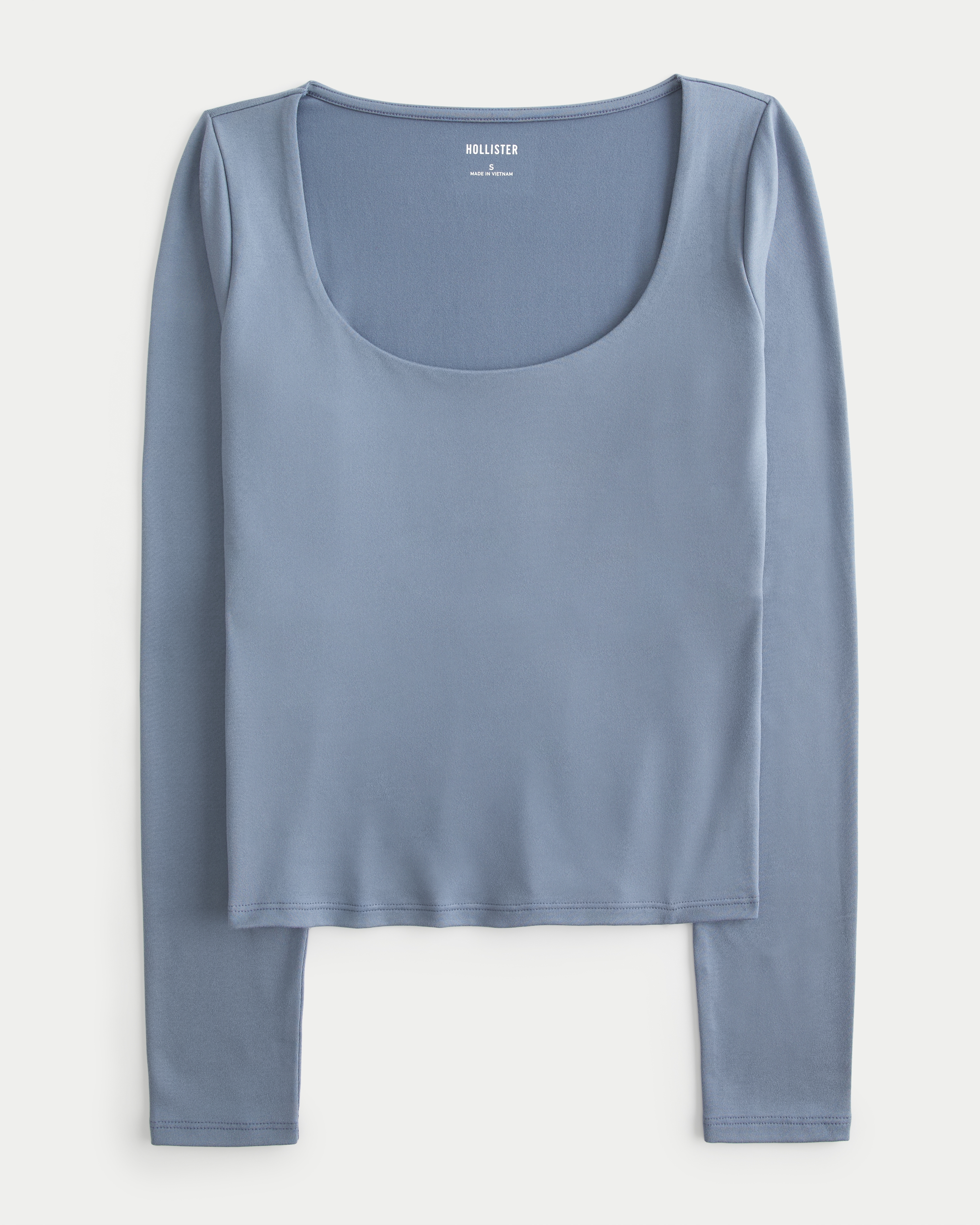 Long-Sleeve Seamless Fabric Scoop Baby Tee