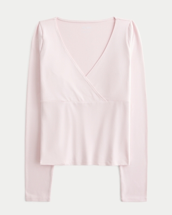 Women's Long-Sleeve Seamless Fabric Wrap Top | Women's Tops | HollisterCo.com