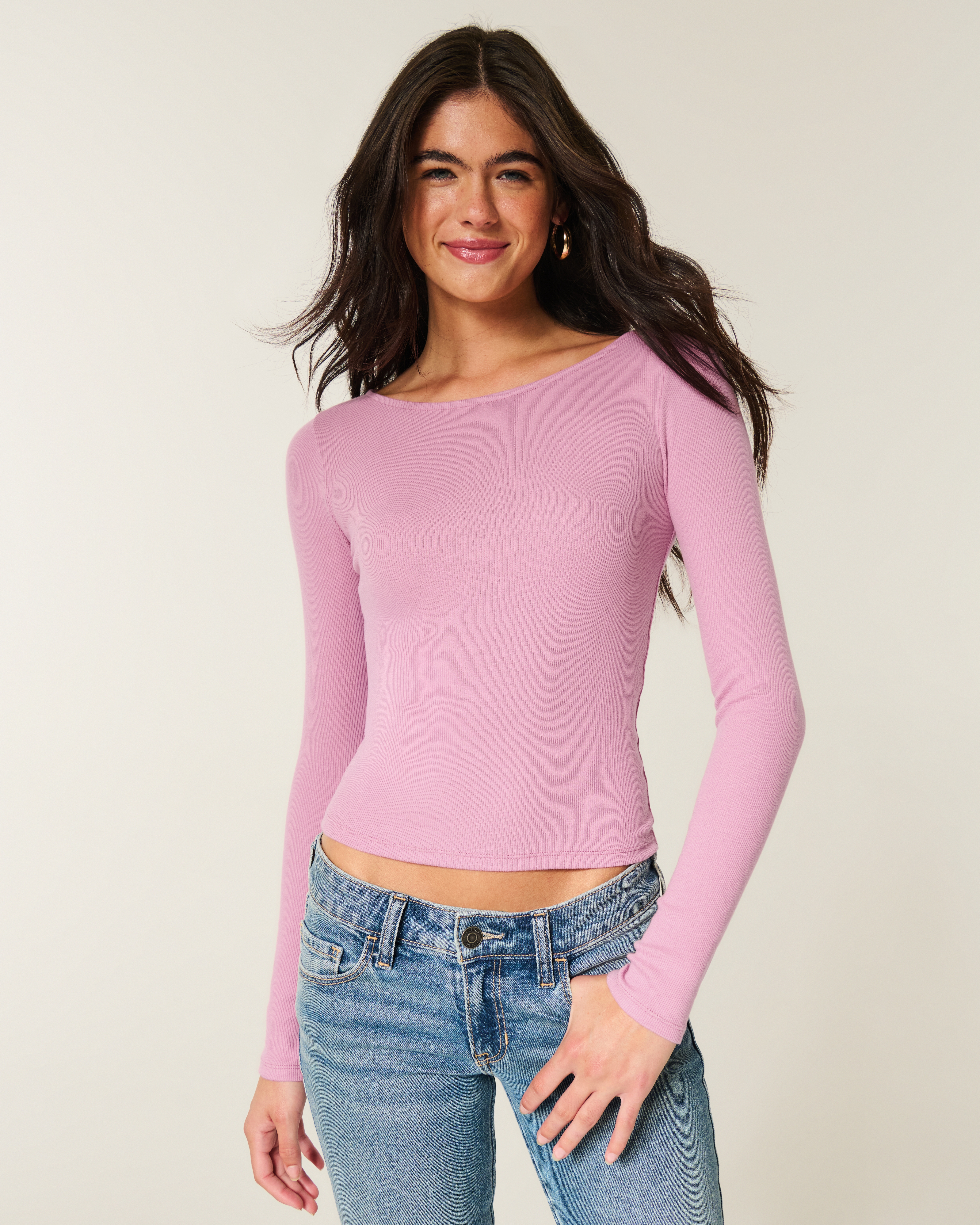 Hollister Long-sleeve Slash-neck Top