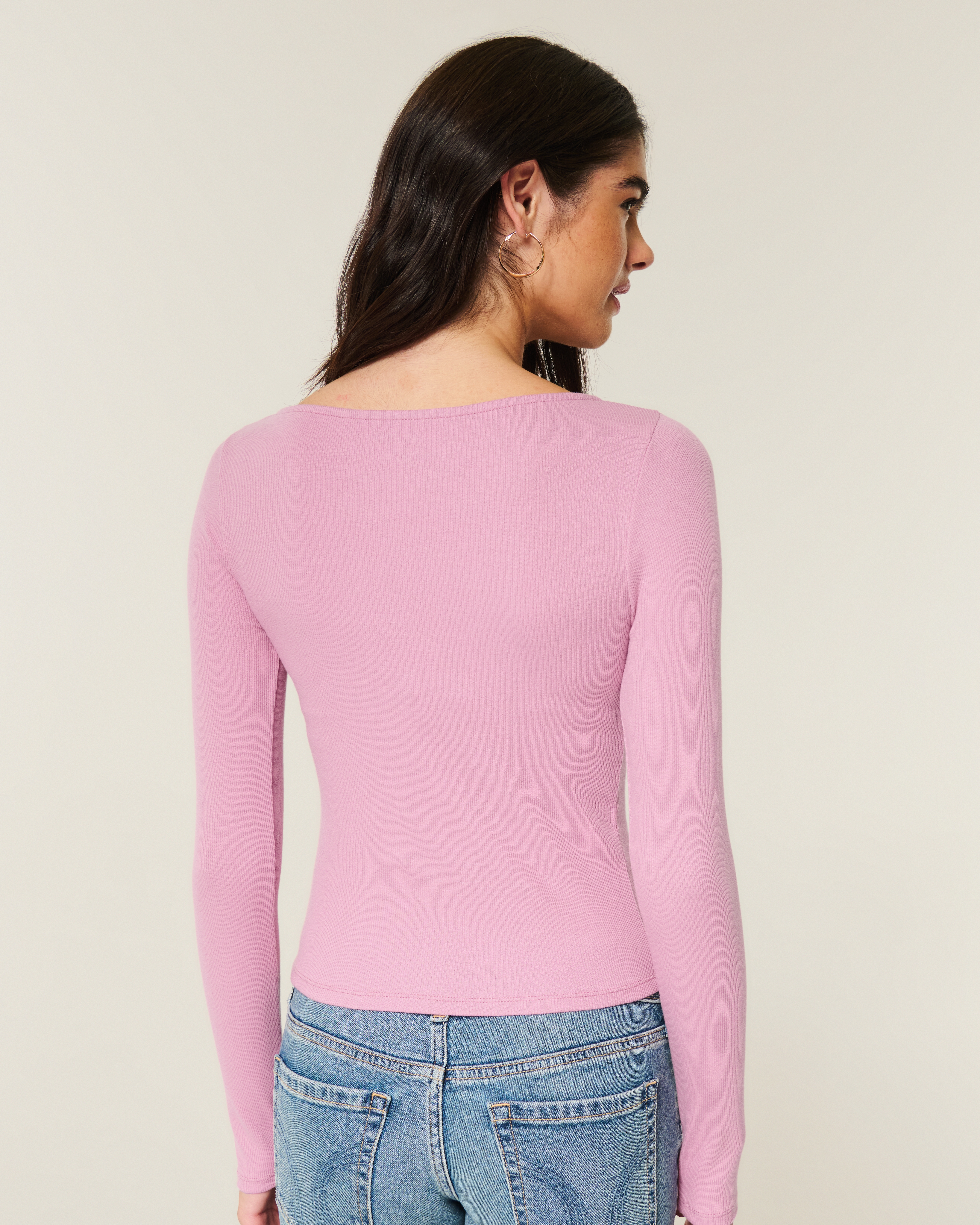 Hollister Long-sleeve Slash-neck Top