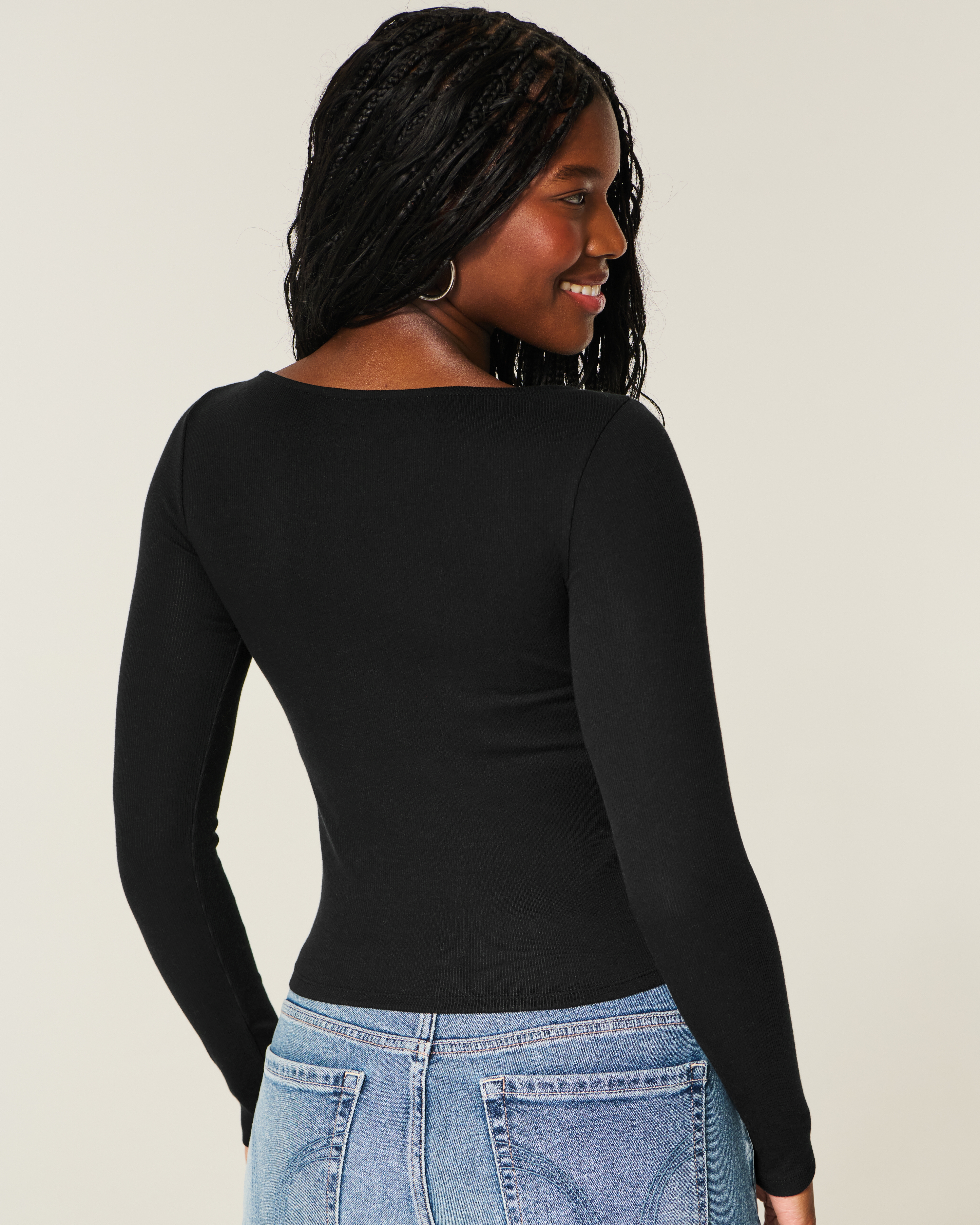 Hollister Long-sleeve Slash-neck Top