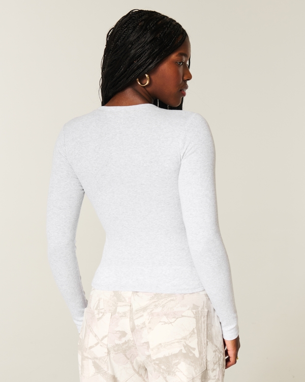 Long-Sleeve Crew Top, Light Heather Grey view 2
