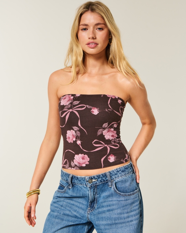 Taylor Reversible Tube Top, Espresso Floral view 1