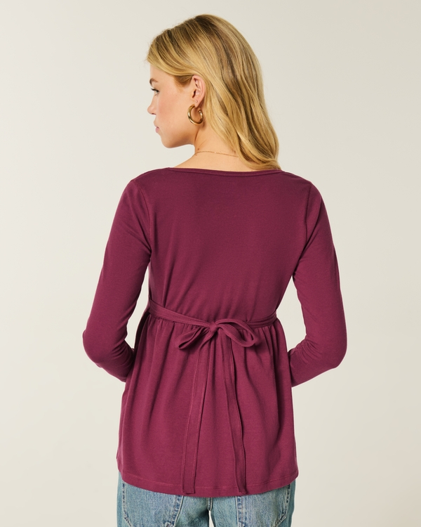 Long-Sleeve Pinch Bust Babydoll Top