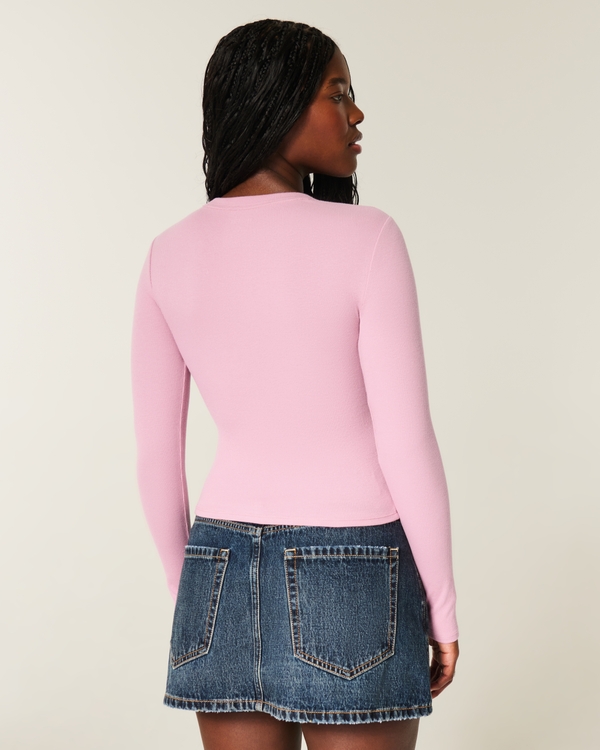 Long-Sleeve Crew Baby Tee, Rose Quartz view 2