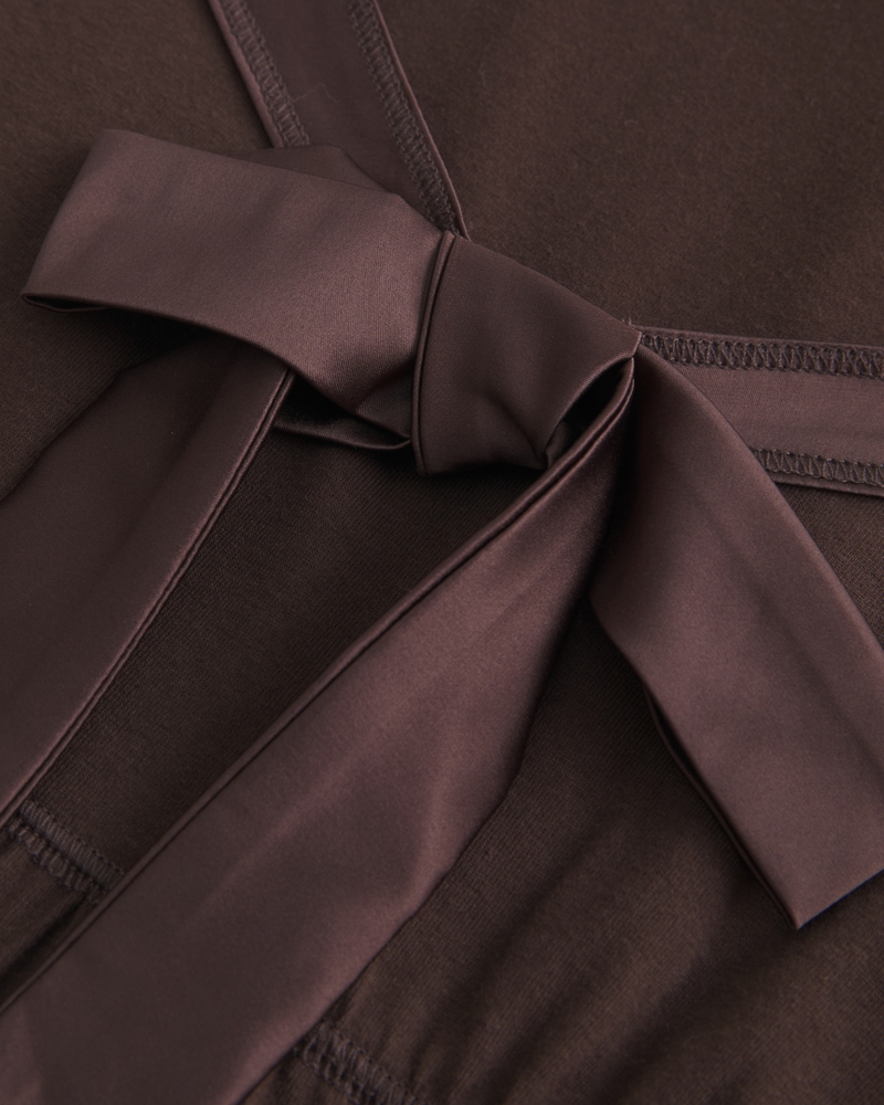 Holiday Vault Release Easy Satin Tie-Front Knit Babydoll Top