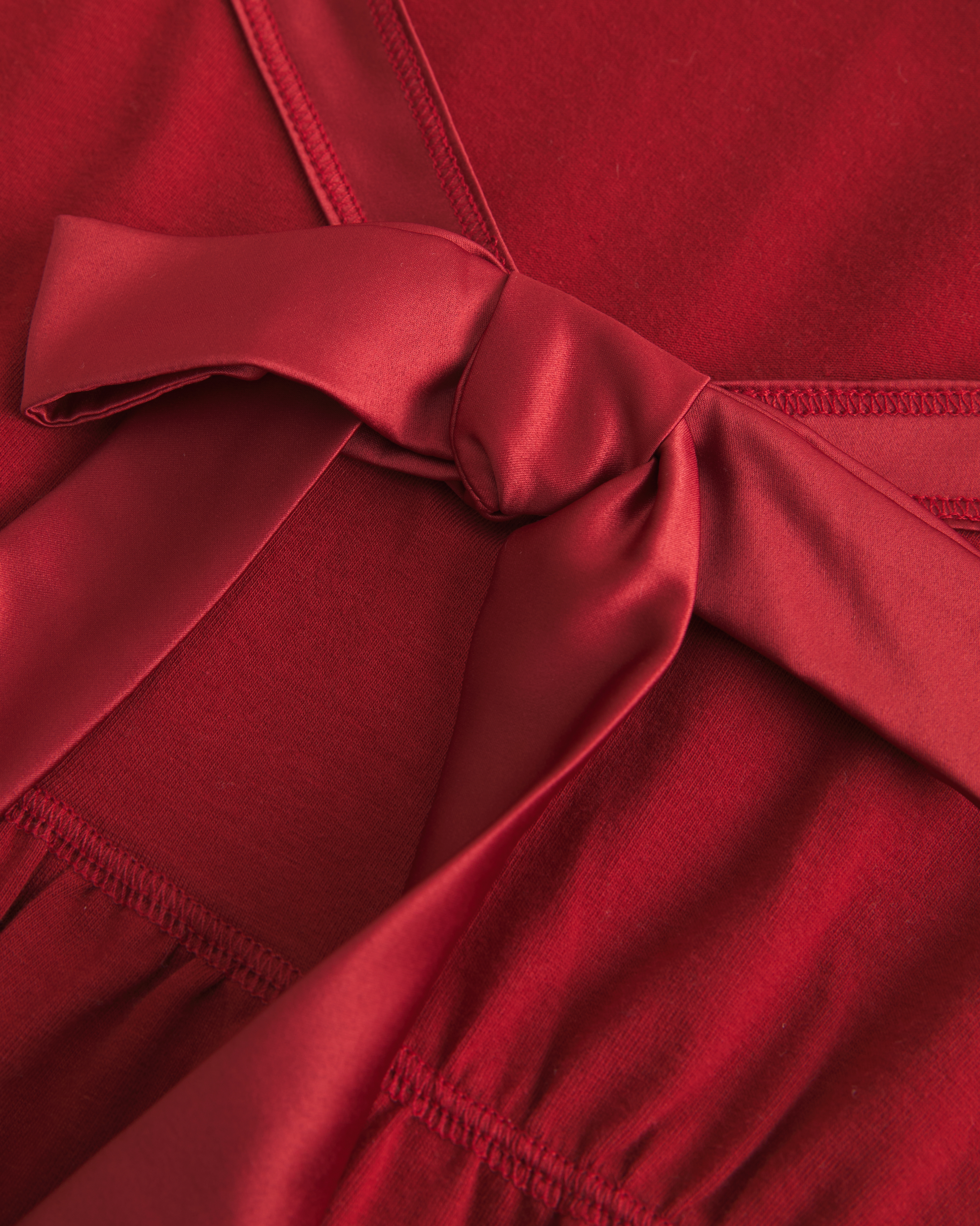 Easy Satin Tie-Front Knit Babydoll Top