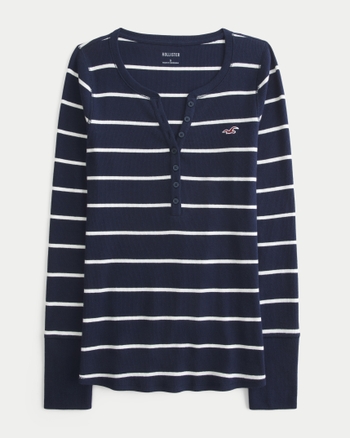 Women's Long-Sleeve Icon Henley | Women's New Arrivals | HollisterCo.com