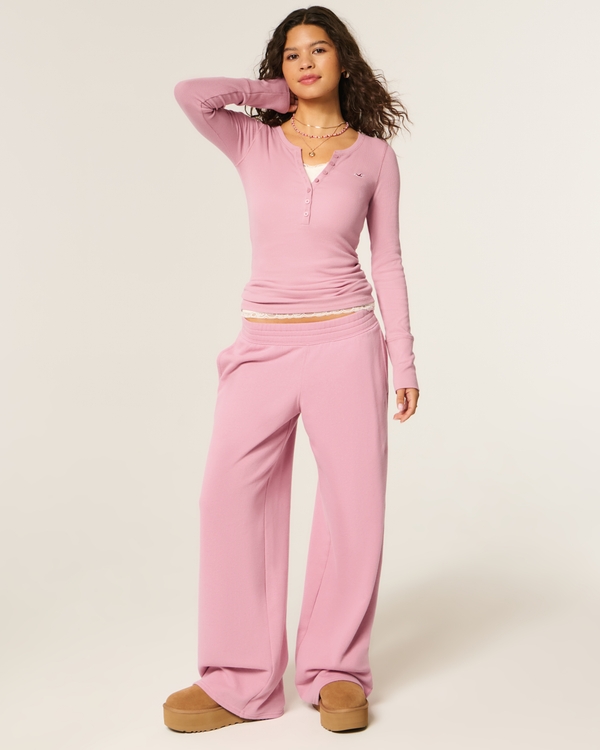 Long-Sleeve Icon Henley, Pink view 2