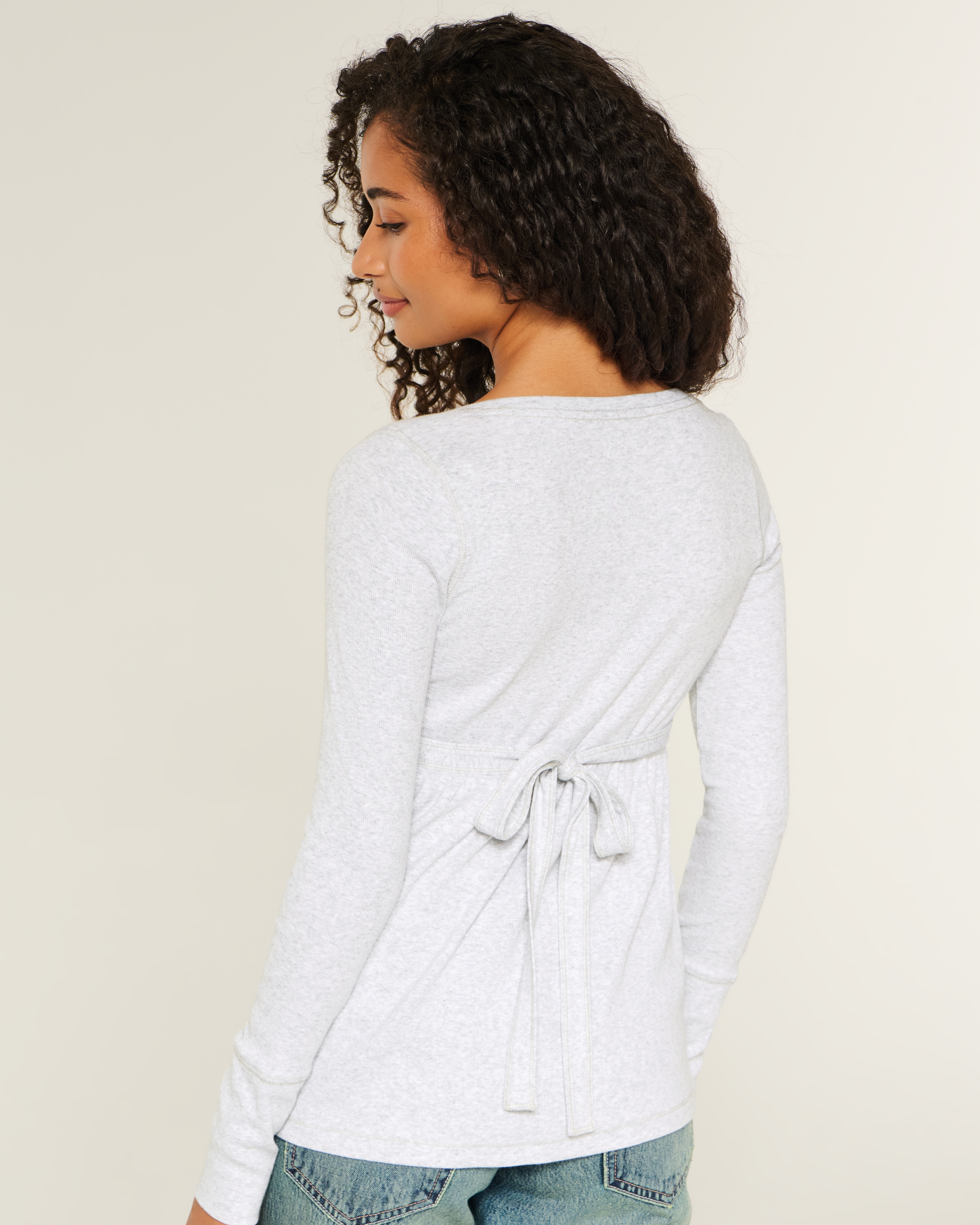 Easy Tie-Back Henley Babydoll Top